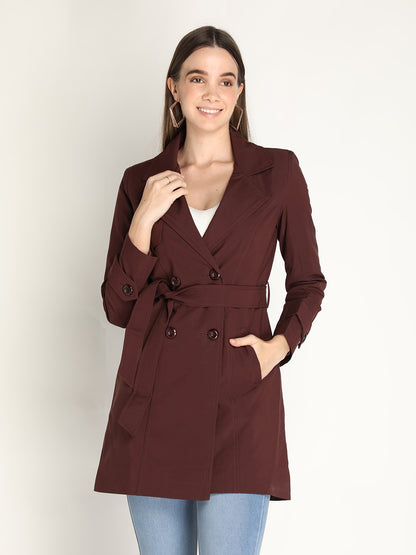 Honnete Stylish, Women Trench Winter Coat With Belt