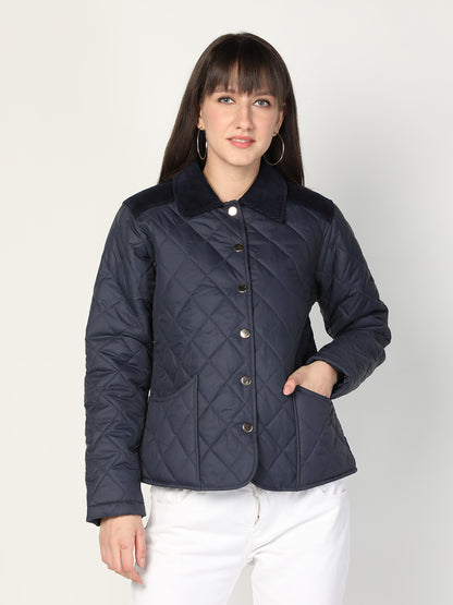 Honnete Diamond cut Premium Puffer Jacket with Corduroy Collar