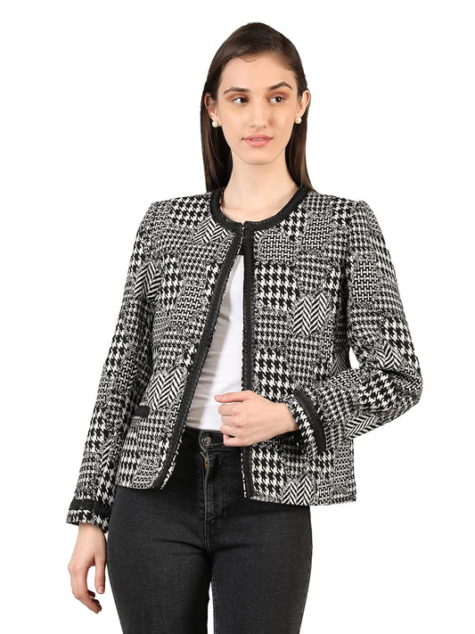 Honnete Stylish, Women Black check Single Breasted