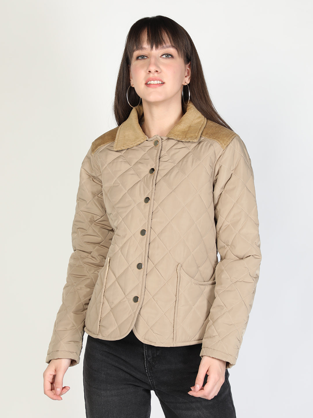 Honnete Diamond cut Premium Puffer Jacket with Corduroy Collar