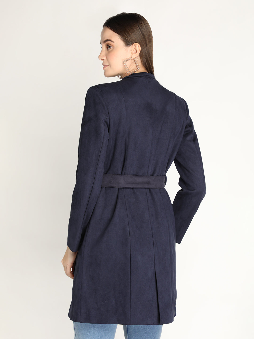 Honnete Stylish, Women Suede Winter Coat With Belt