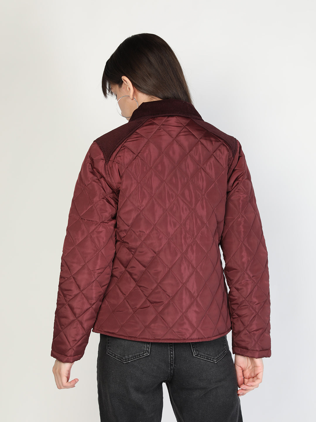 Honnete Diamond cut Premium Puffer Jacket with Corduroy Collar