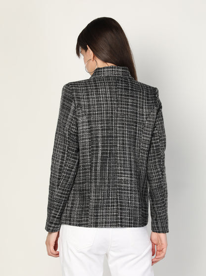 HONNETE Women Grey Checked Trench Coats