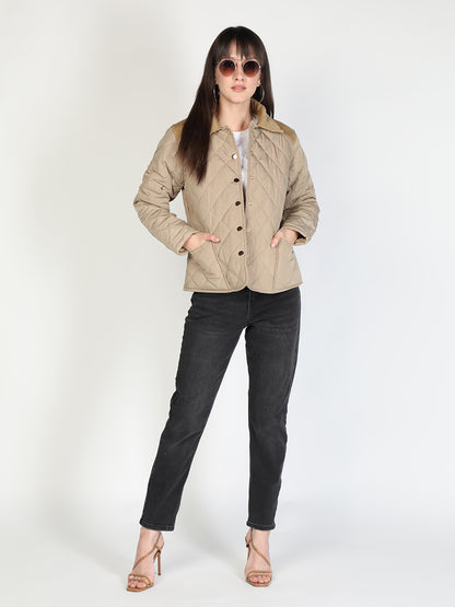 Honnete Diamond cut Premium Puffer Jacket with Corduroy Collar