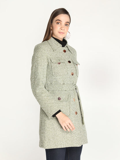 Honnete Stylish, Self Design Women Winter Coat With