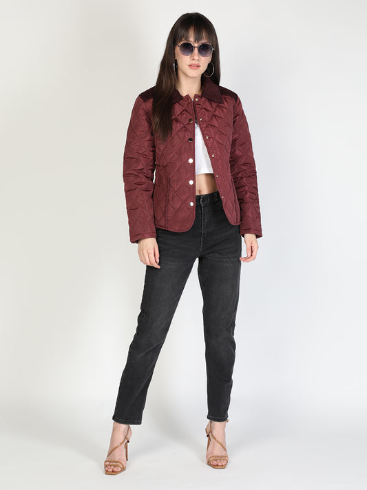 Honnete Diamond cut Premium Puffer Jacket with Corduroy Collar