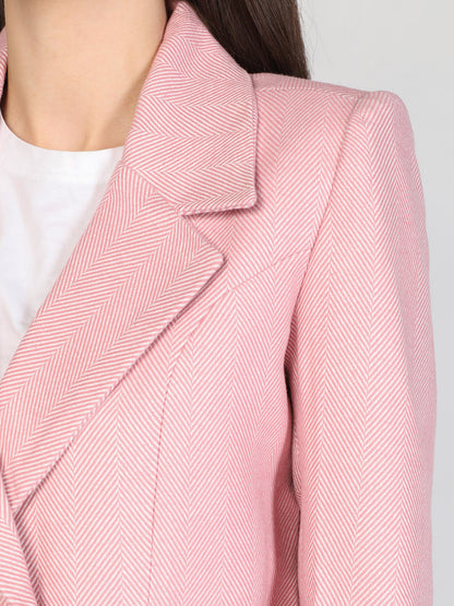 HONNETE Women Pink Solid Single-Breasted Overcoat