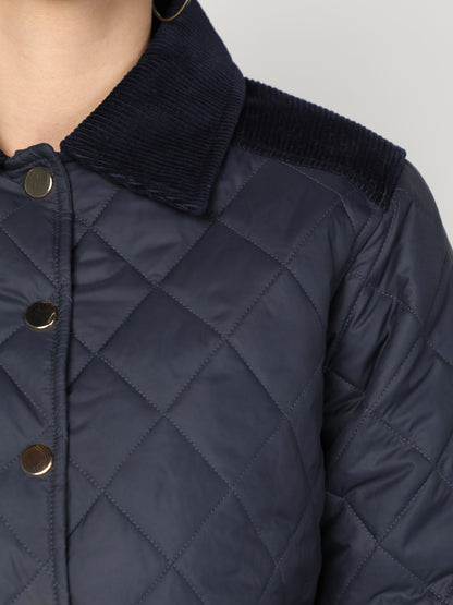 Honnete Diamond cut Premium Puffer Jacket with Corduroy Collar