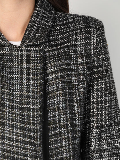 HONNETE Women Grey Checked Trench Coats