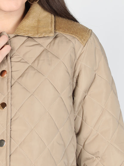 Honnete Diamond cut Premium Puffer Jacket with Corduroy Collar