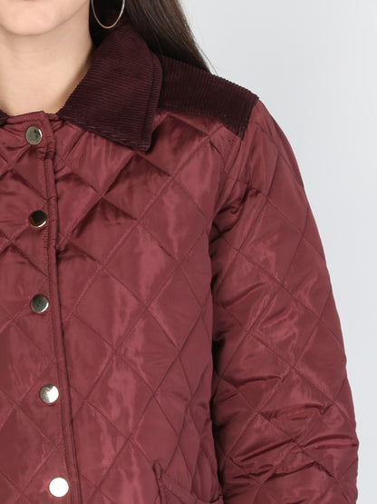 Honnete Diamond cut Premium Puffer Jacket with Corduroy Collar