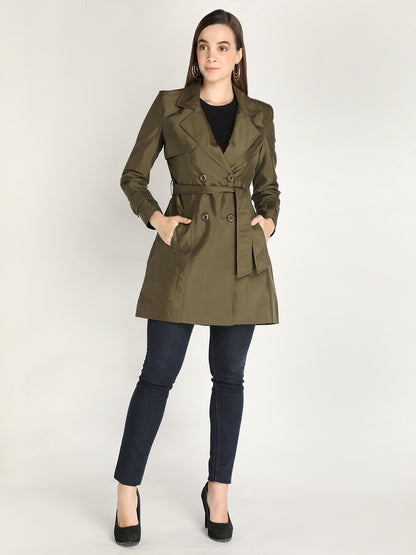 Honnete Stylish, Women Trench Winter Coat With Belt