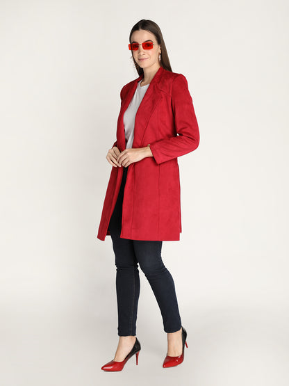 Honnete Stylish, Women Suede Winter Coat With Belt