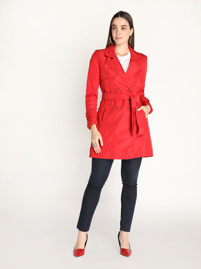 Honnete Stylish, Women Trench Winter Coat With Belt