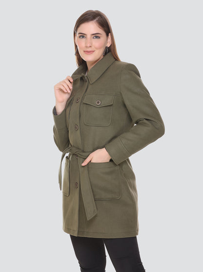 Honnete Casual Regular Fit Acrylic Polyester Short Coat