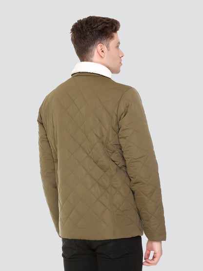 HONNETE Men Olive Green Lightweight Outdoor Quilted Jacket