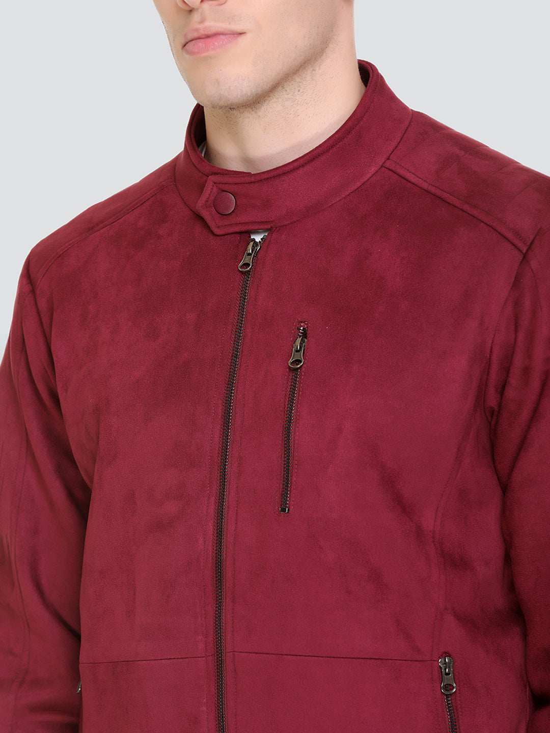 HONNETE Men Maroon Lightweight Outdoor Open Front Jacket