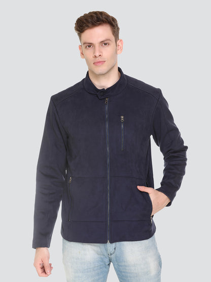 HONNETE Men Navy Blue Lightweight Outdoor Open Front Jacket