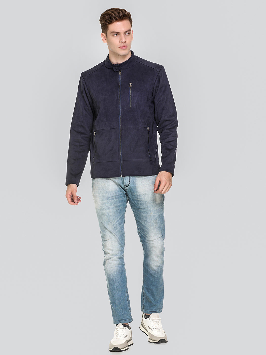 HONNETE Men Navy Blue Lightweight Outdoor Open Front Jacket