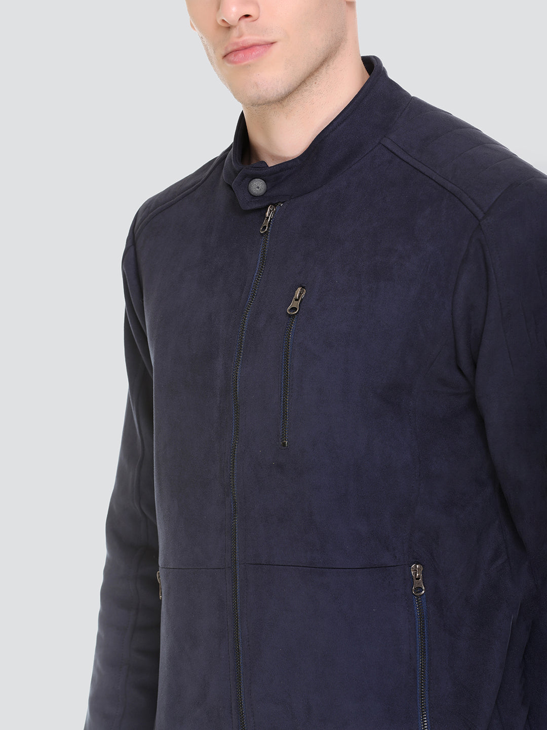 HONNETE Men Navy Blue Lightweight Outdoor Open Front Jacket