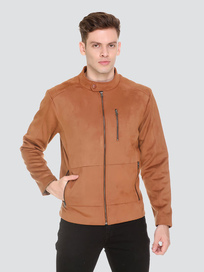 HONNETE Men Tan Lightweight Outdoor Biker Jacket