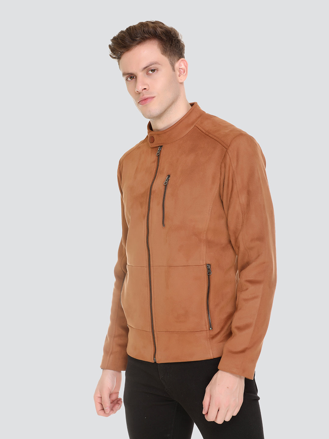 HONNETE Men Tan Lightweight Outdoor Biker Jacket