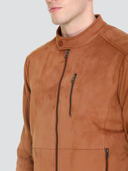 HONNETE Men Tan Lightweight Outdoor Biker Jacket