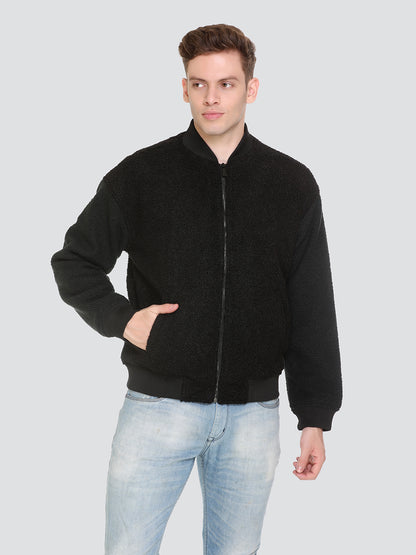 HONNETE Men Black Lightweight Bomber Jacket