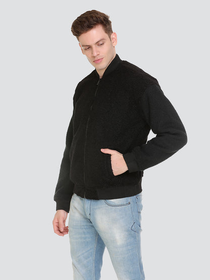 HONNETE Men Black Lightweight Bomber Jacket