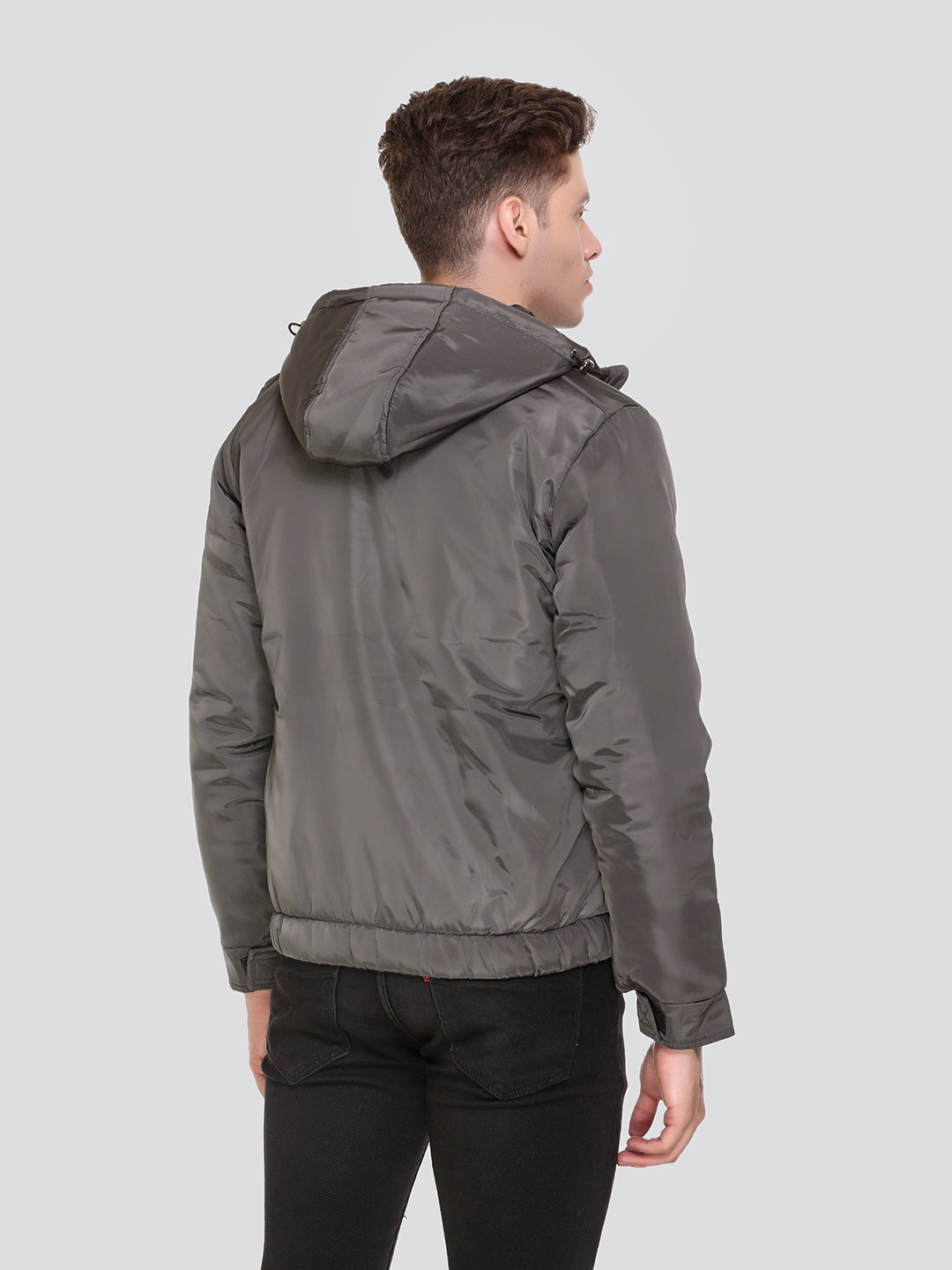 HONNETE Men Grey Lightweight Outdoor Padded Jacket with Patchwork