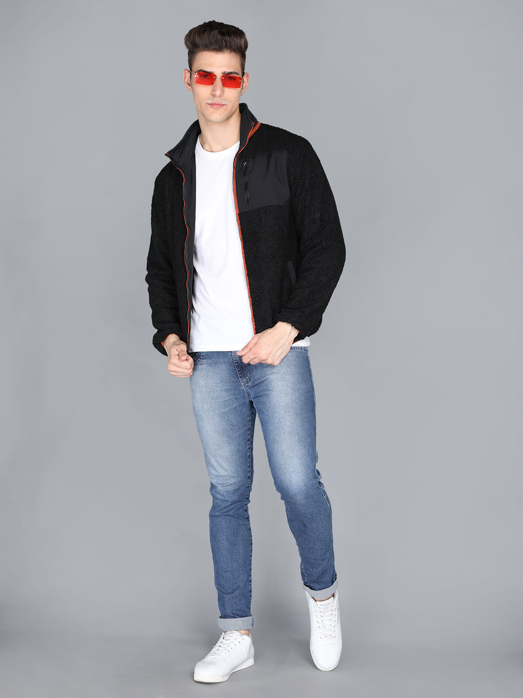 HONNETE Men Black Lightweight Outdoor Bomber Jacket