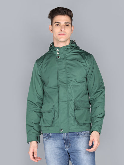 HONNETE Men Green Lightweight Outdoor Bomber Jacket