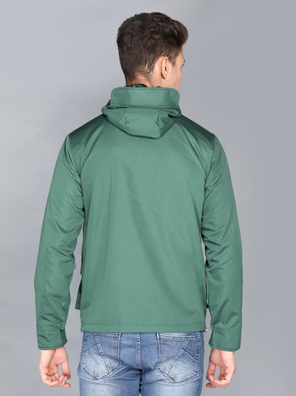 HONNETE Men Green Lightweight Outdoor Bomber Jacket