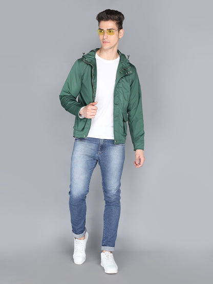 HONNETE Men Green Lightweight Outdoor Bomber Jacket