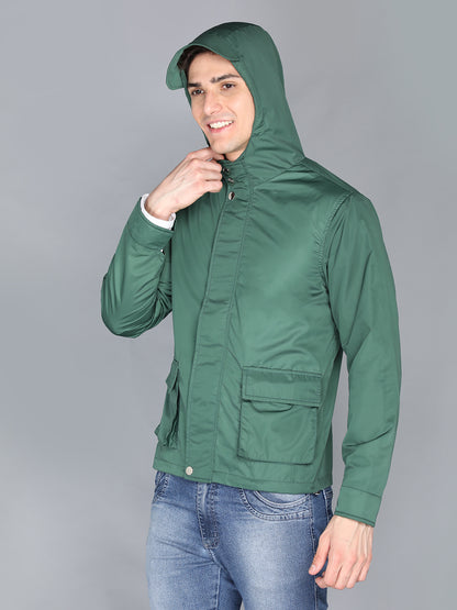 HONNETE Men Green Lightweight Outdoor Bomber Jacket