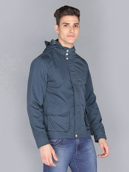 HONNETE Men Navy Blue Lightweight Outdoor Bomber Jacket