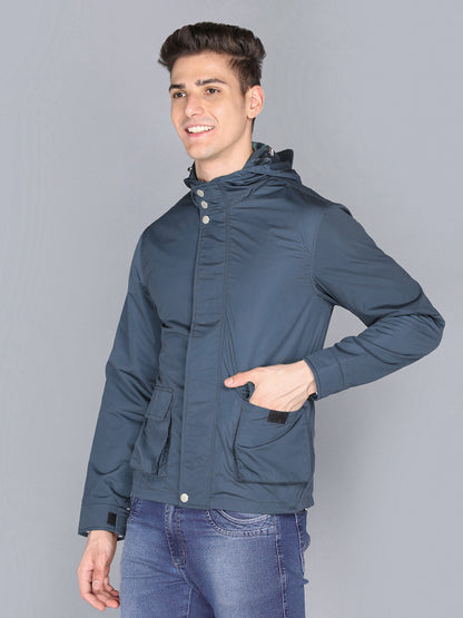 HONNETE Men Navy Blue Lightweight Outdoor Bomber Jacket