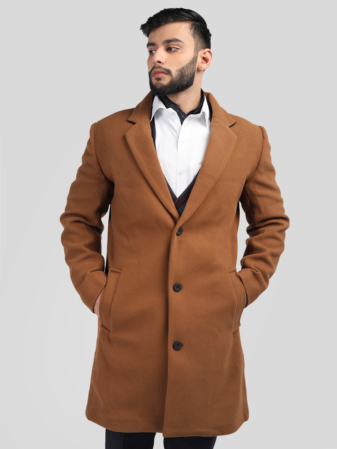 Single breasted tan coat on sale