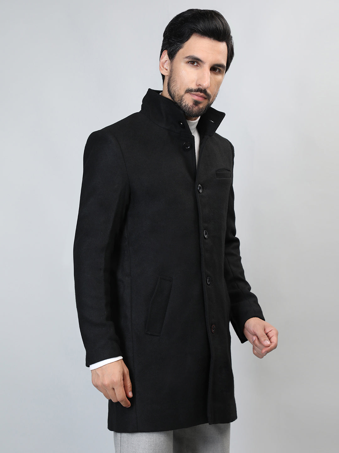 HONNETE Single-Breasted Longline Trench Coat