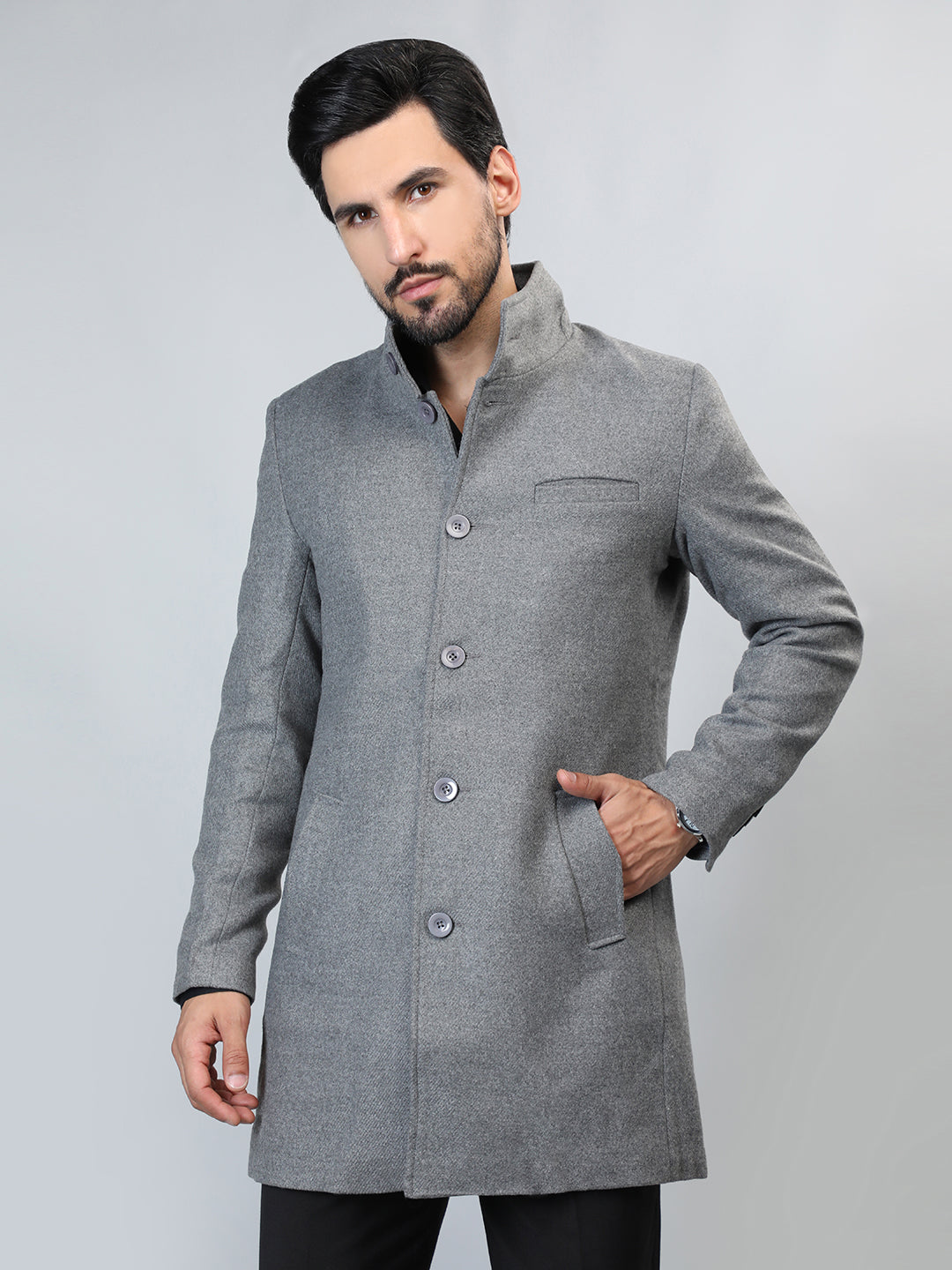 HONNETE Single-Breasted Longline Trench Coat