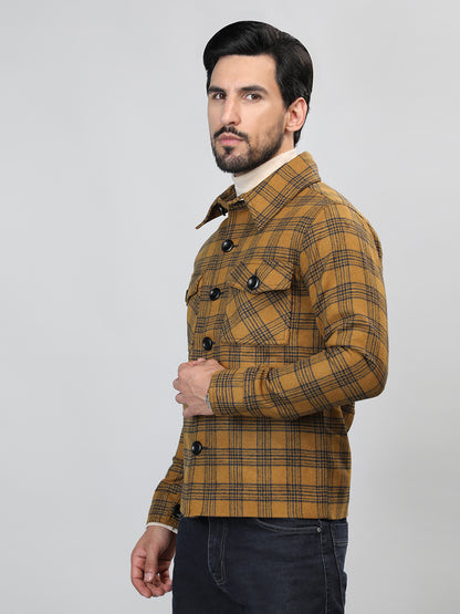 HONNETE Checked Single-Breasted Trench Coat