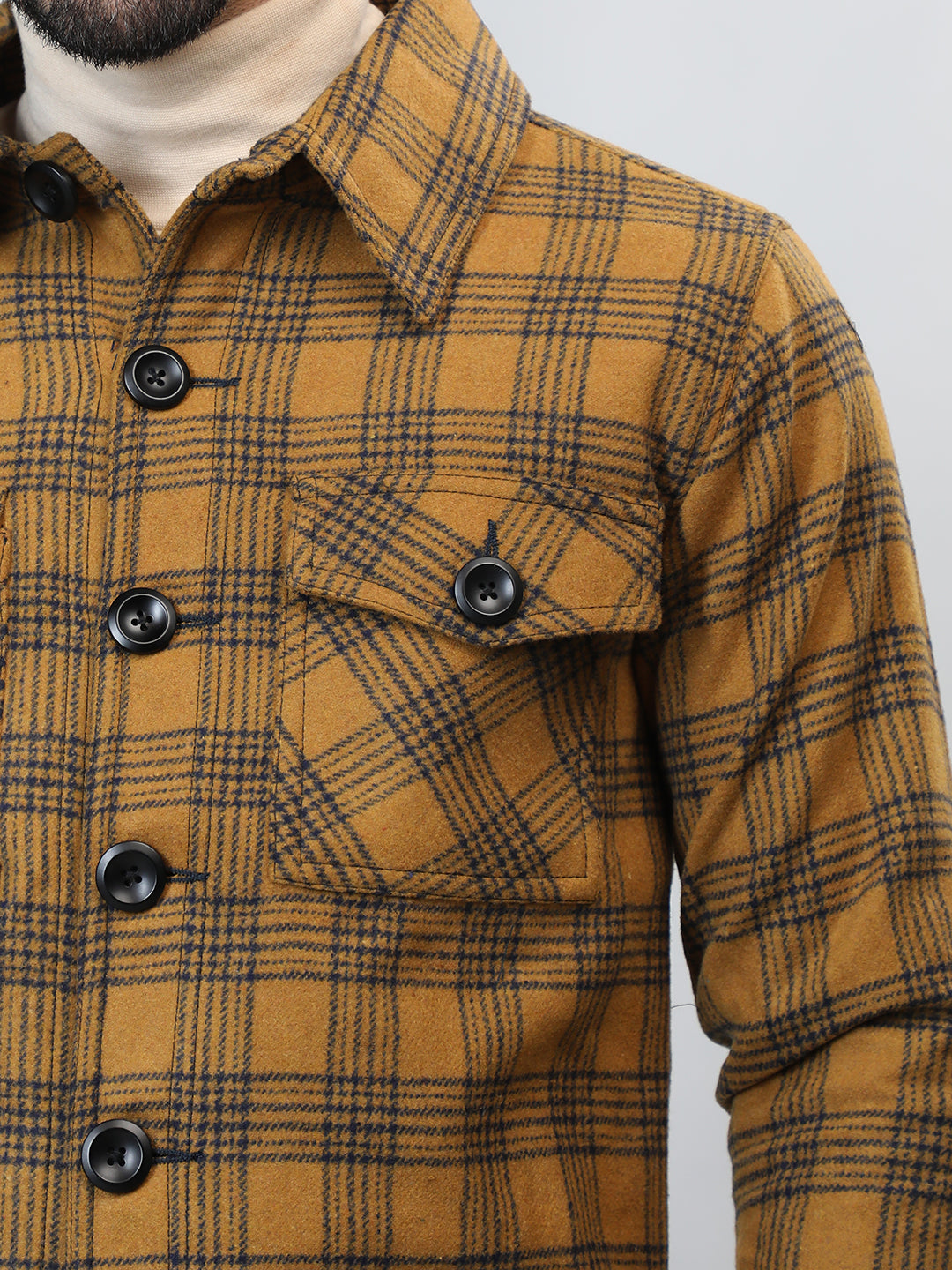 HONNETE Checked Single-Breasted Trench Coat