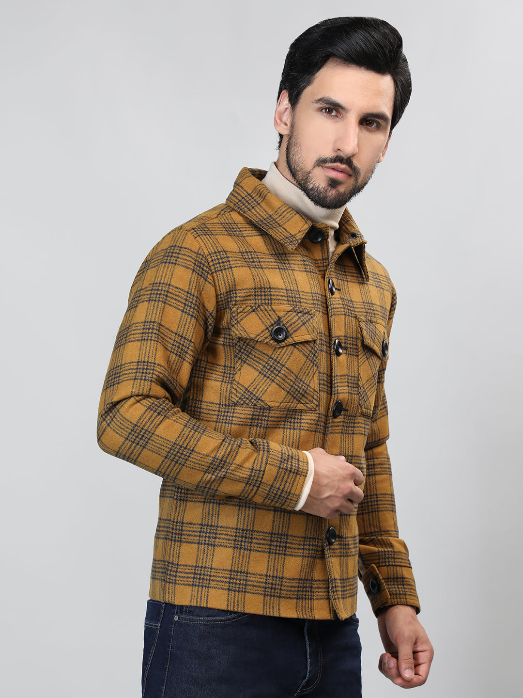 HONNETE Checked Single-Breasted Trench Coat