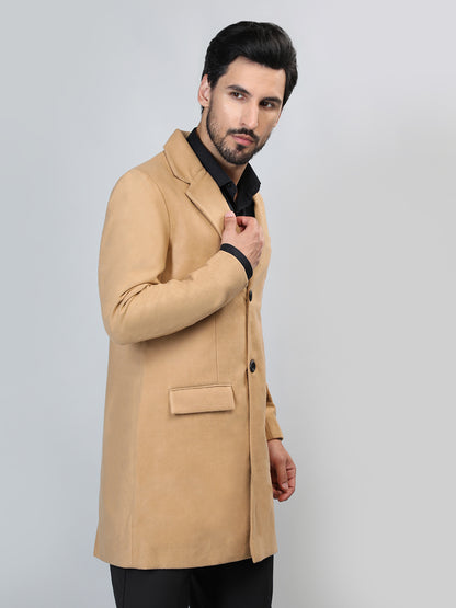 HONNETE Single-Breasted Notched Lapel Longline Trench Coat