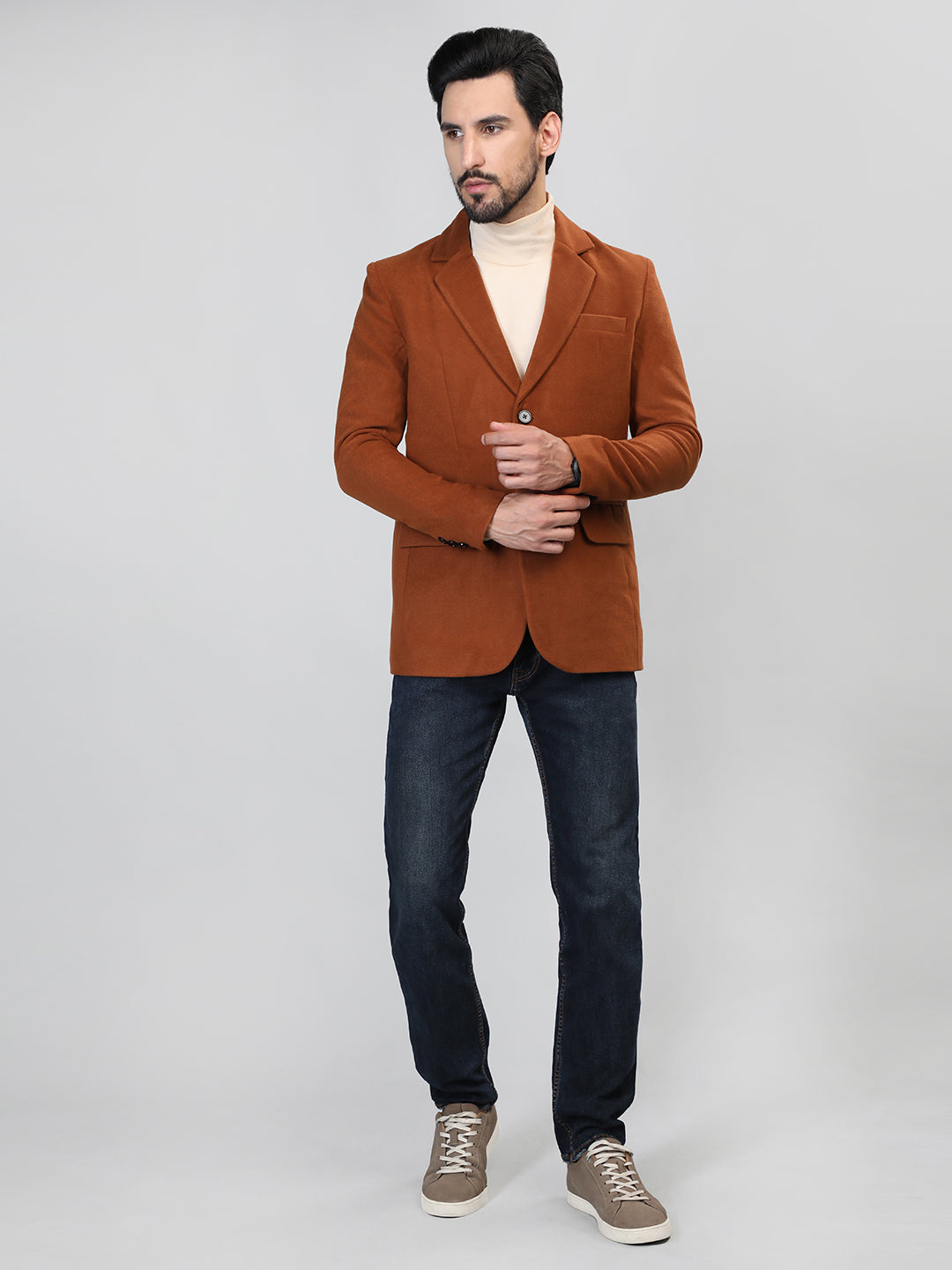 HONNETE Notched Lapel Single-Breasted Blazers