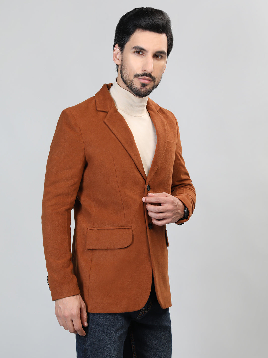 HONNETE Notched Lapel Single-Breasted Blazers