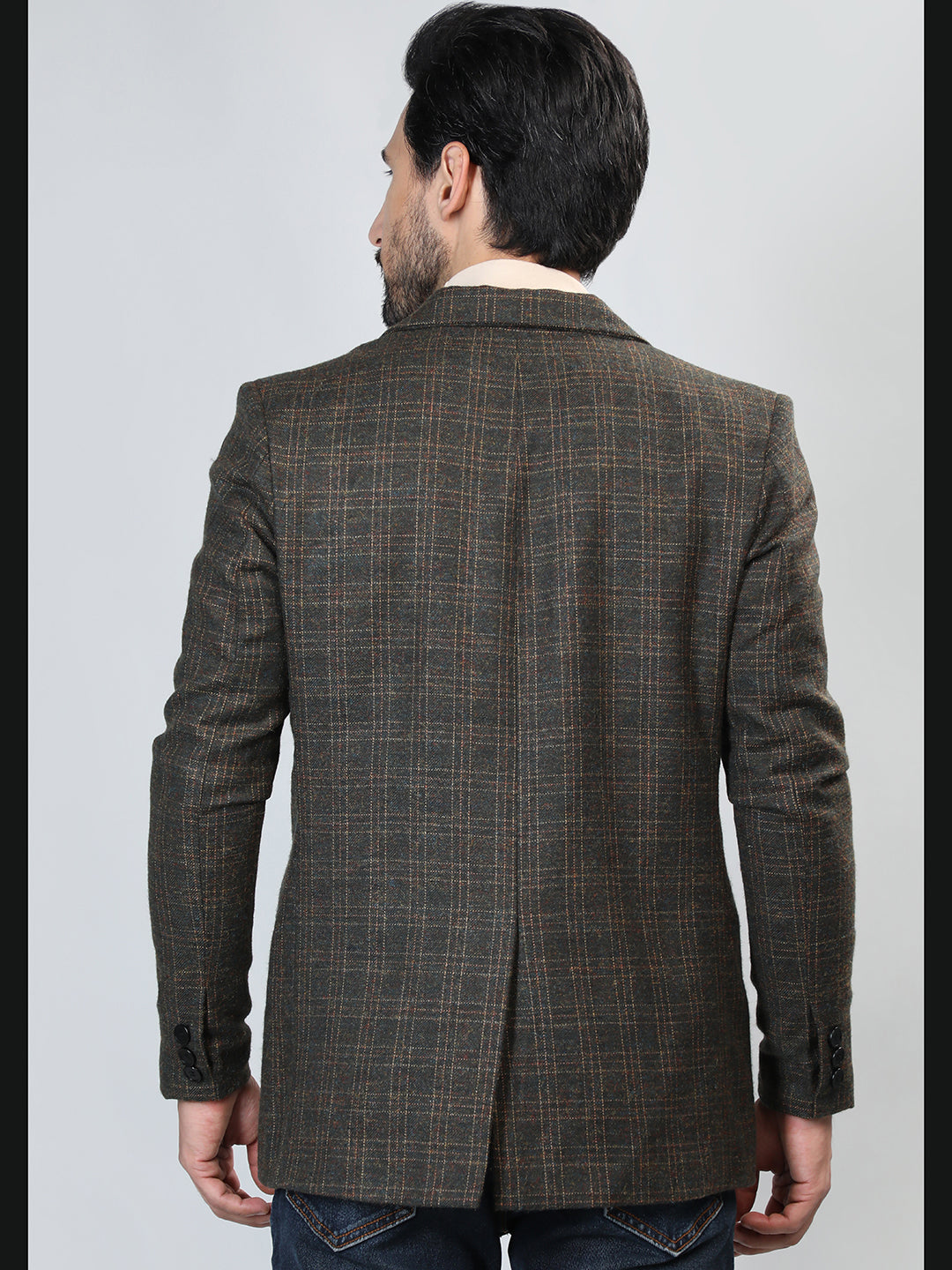 HONNETE Checked Notched Lapel Single-Breasted Blazers