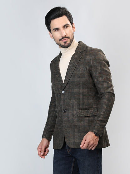 HONNETE Checked Notched Lapel Single-Breasted Blazers