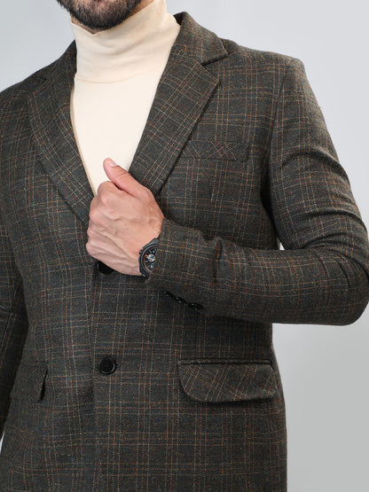 HONNETE Checked Notched Lapel Single-Breasted Blazers