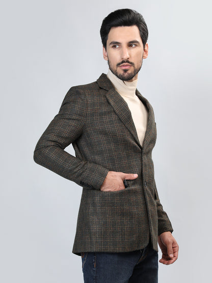 HONNETE Checked Notched Lapel Single-Breasted Blazers